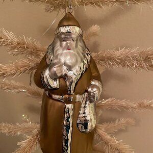 Vintage Department 56 Mercury Glass Old World Santa Holiday Christmas Ornament